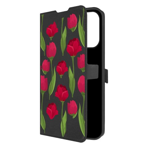 фото Чехол eco book "листья паттерн" для honor x8c, черный (594865) krutoff