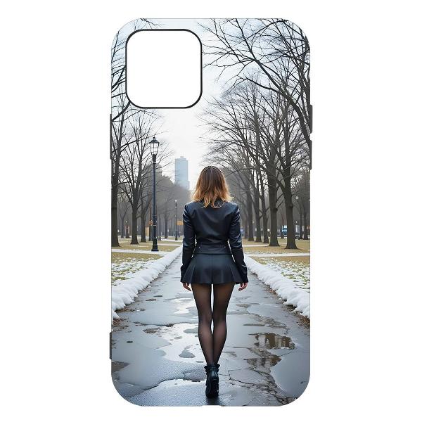 фото Чехол soft case "весна в городе" для iphone 12 pro max, черный (599183) krutoff