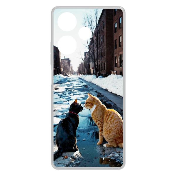 фото Чехол clear case "мартовские коты" для infinix smart 8 (598012) krutoff