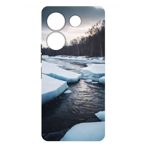 фото Чехол soft case "весна в городе" для itel p38 pro, черный krutoff