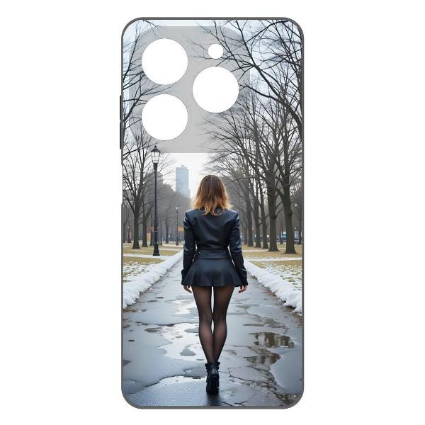 фото Чехол soft case "весна в городе" для tecno spark 20с, черный (599767) krutoff