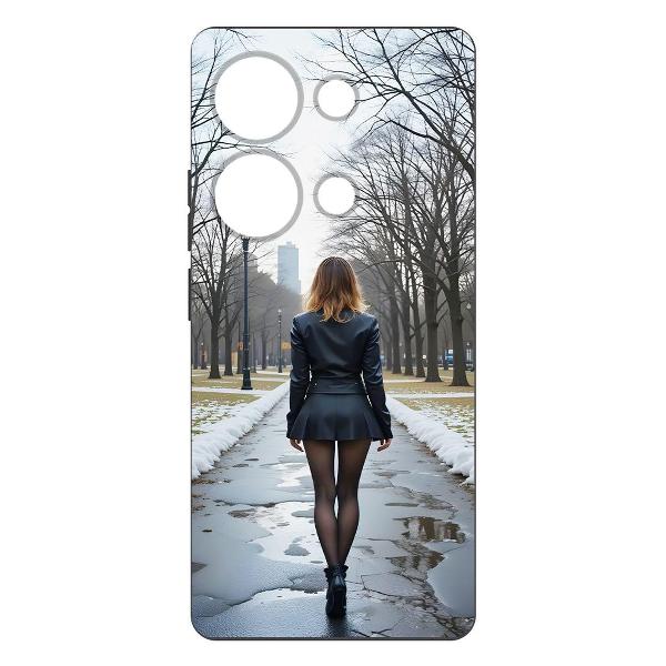 фото Чехол soft case "весна в городе" для xiaomi poco x6 pro, черный (599897) krutoff