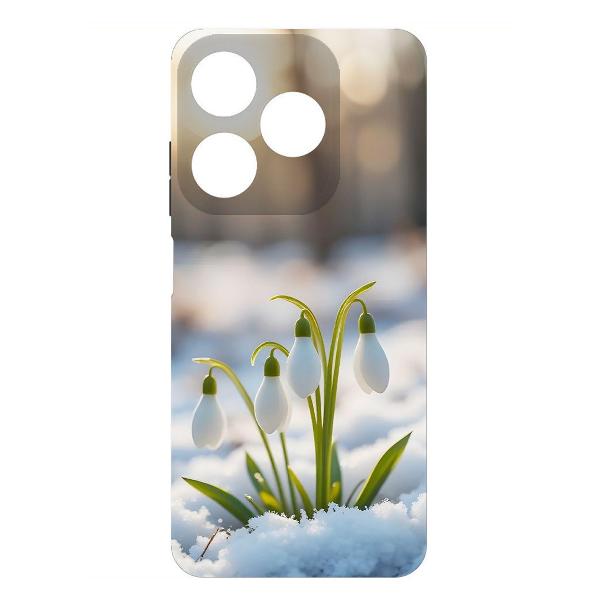 фото Чехол soft case "подснежники" для tecno spark go 2023, черный (599796) krutoff