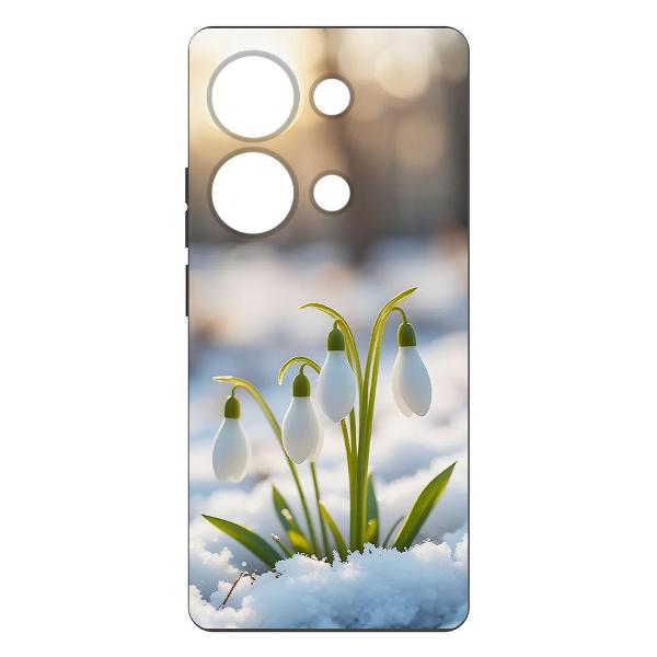 фото Чехол soft case "подснежники" для xiaomi poco x6 pro, черный (599900) krutoff