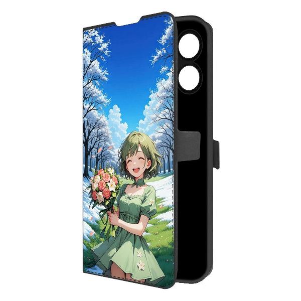 фото Чехол eco book "аниме: весна" для tecno spark 30с, черный (601305) krutoff