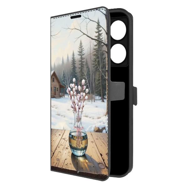 фото Чехол eco book "верба" для infinix smart 8, черный (600446) krutoff