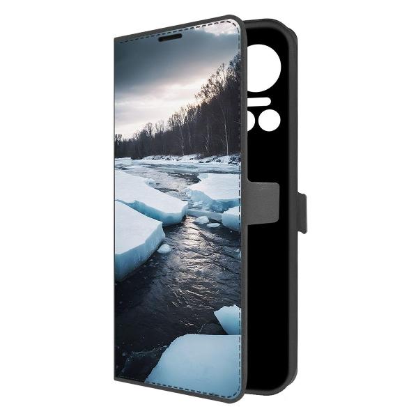 фото Чехол eco book "весенний ледоход" для itel vision 5, черный (600595) krutoff