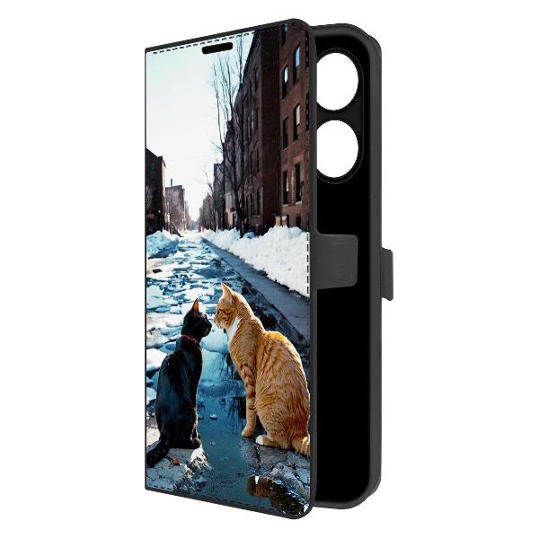 фото Чехол eco book "мартовские коты" для xiaomi redmi 13c, черный (601513) krutoff