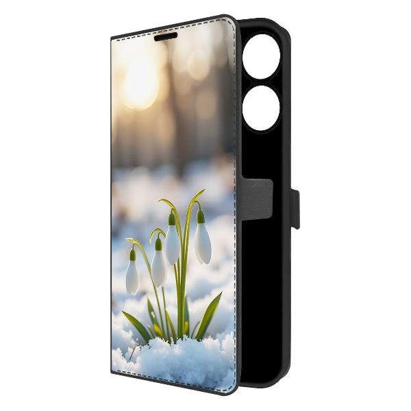 фото Чехол eco book "подснежники" для tecno camon 20, черный (601062) krutoff