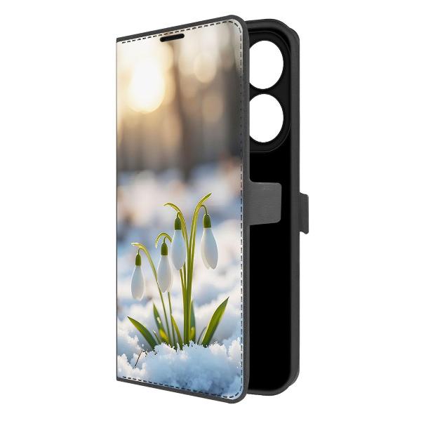 фото Чехол eco book "подснежники" для tecno spark 30 pro, черный (601301) krutoff