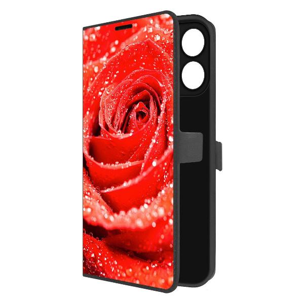 фото Чехол eco book "розовый пион" для honor x6b, черный (586385) krutoff