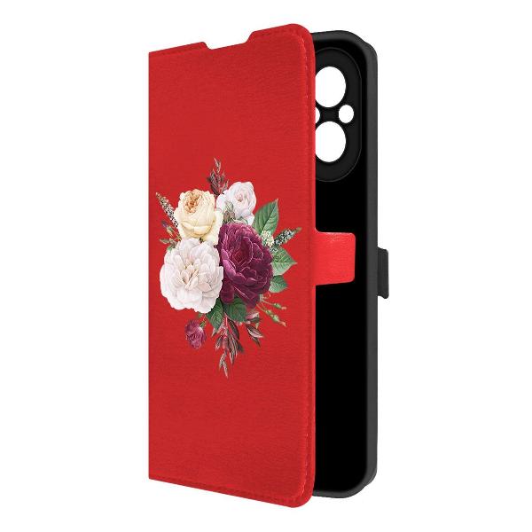 фото Чехол eco book "розы паттерн" для realme c67, красный (524295) krutoff