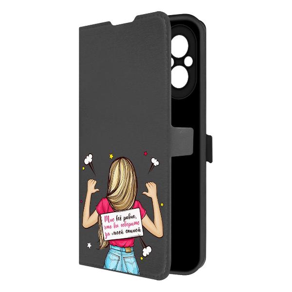 фото Чехол eco book "рисованная роза" для realme c67, черный (524237) krutoff