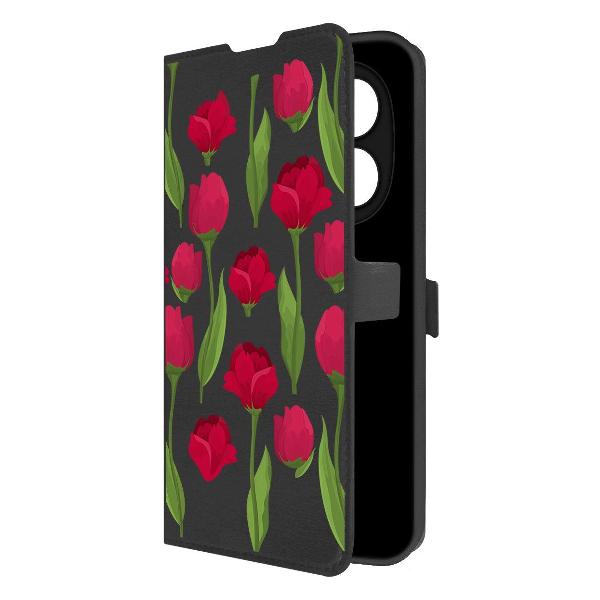 фото Чехол eco book "розовый пион" для xiaomi redmi note 14 pro 5g, черный (586776) krutoff