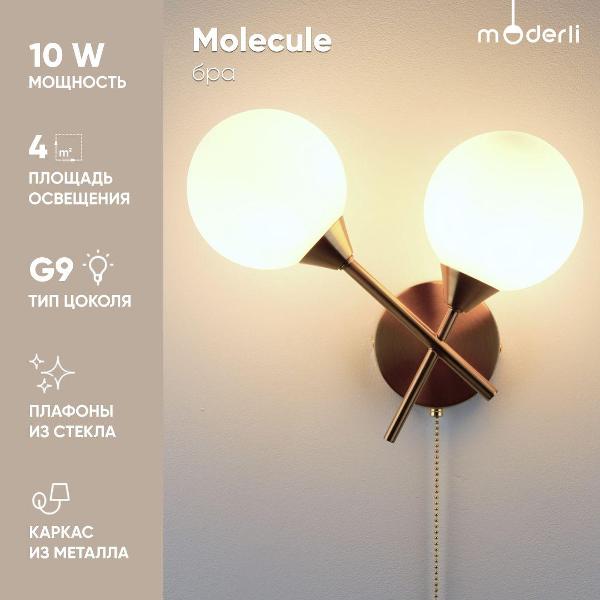 фото Бра molecule, матовый хром (v10844-2w) moderli