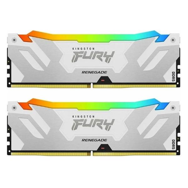 Kingston 32GB 6400MT/s DDR5 CL32 DIMM (Kit of 2) Fury Renegade RGB White XMP (KF564C32RWAK2-32)