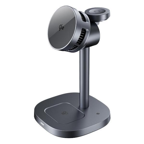 фото Беспроводное зарядное устройство 3 в 1 qi2.2 max power grey (23170) deppa