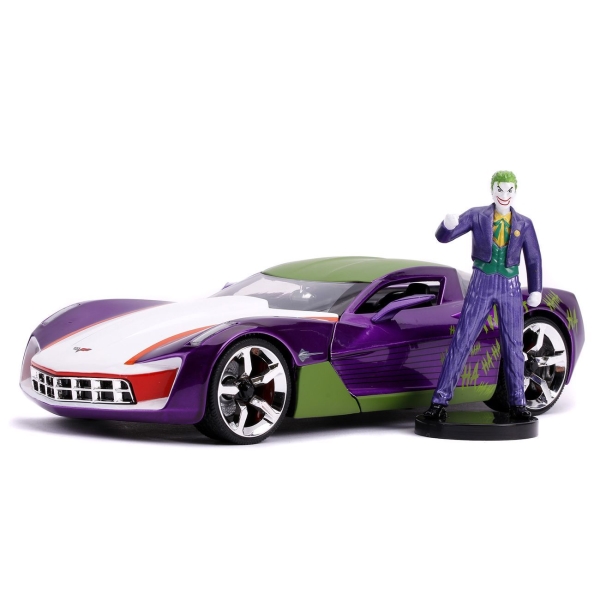 фото Набор hollywood rides: dc: 2009 chevy corvette stingray concept with joker figure (31199) jada