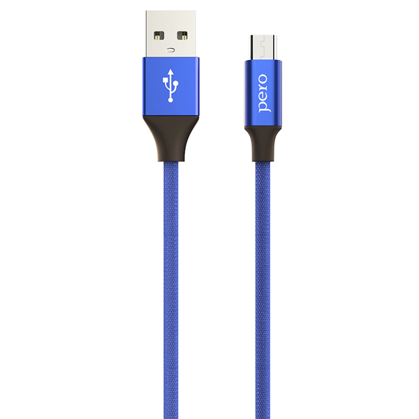 фото Кабель dc-02 microusb, 2а, 1 м, синий (prdc-02mu1mbl) pero