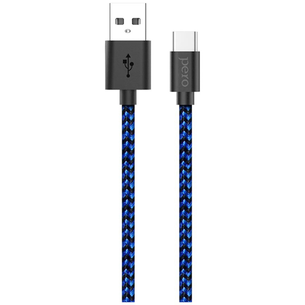 фото Кабель dc-04 usb type-c, 3а, 1 м blue/black (prdc-04tc1mbb) pero