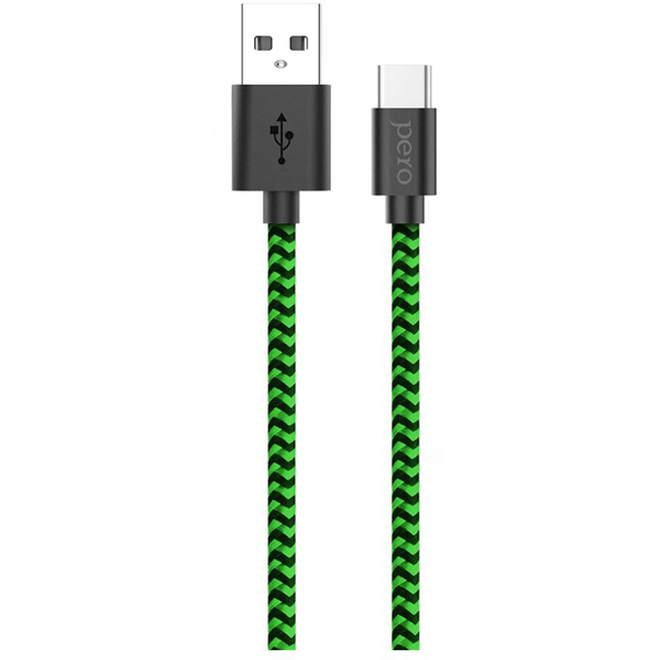 фото Кабель dc-04 usb type-c, 3а, 1 м green/black (prdc-04tc1mgb) pero