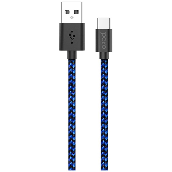 фото Кабель dc-04 usb type-c, 3а, 2 м blue/black (prdc-04tc2mbb) pero