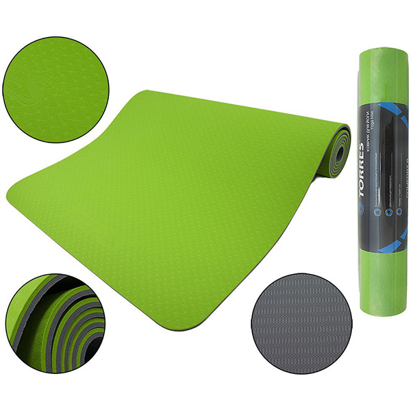 фото Коврик для йоги comfort 6, tpe 6 мм, зеленый (yl10096) torres