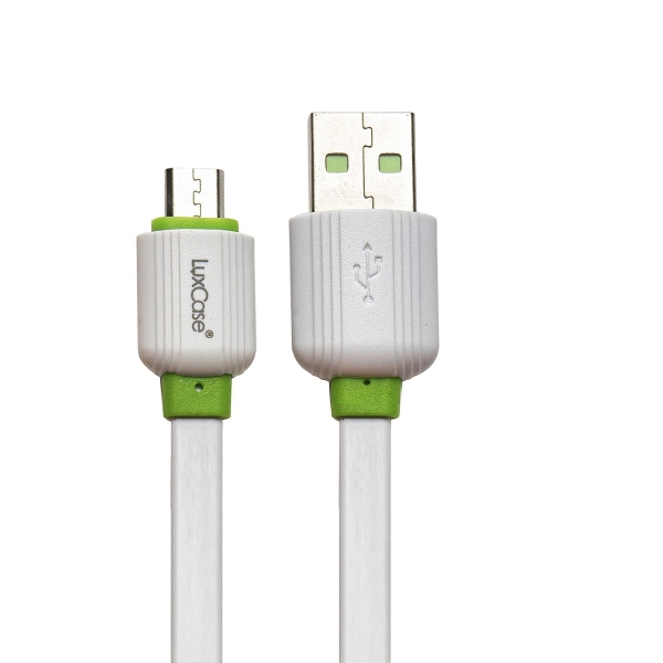 фото Кабель microusb pvc, 2a, плоский, 1m white (98603) luxcase