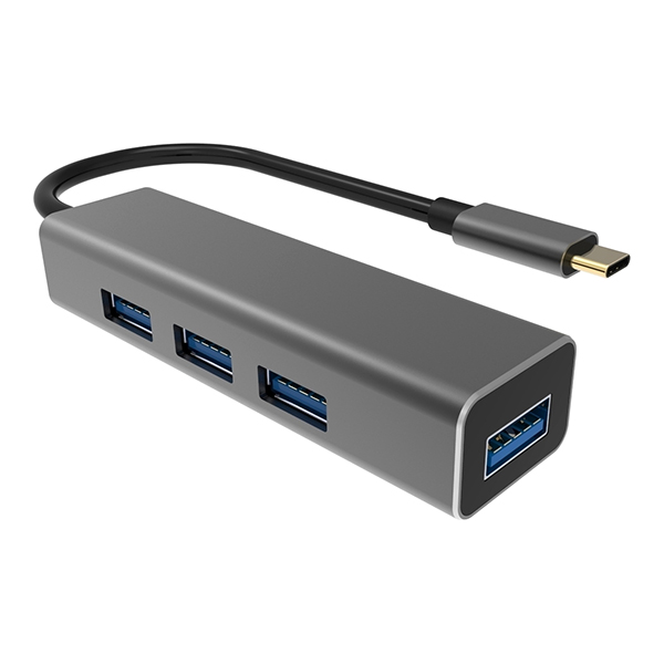 фото Разветвитель для компьютера type-c/4хusb 3.0, серый (dh310a) vcom