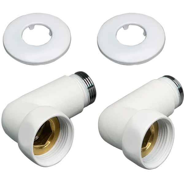 фото Соединение угловое, 1'' х 3/4'', белое матовое, пара (741sch1005bm) indigo