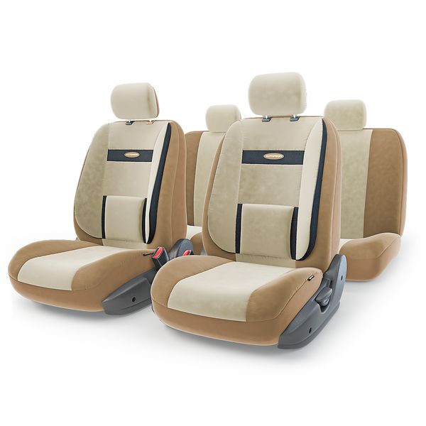 фото Чехлы для автомобильных сидений comfort com-1105 dark beige/light beige autoprofi