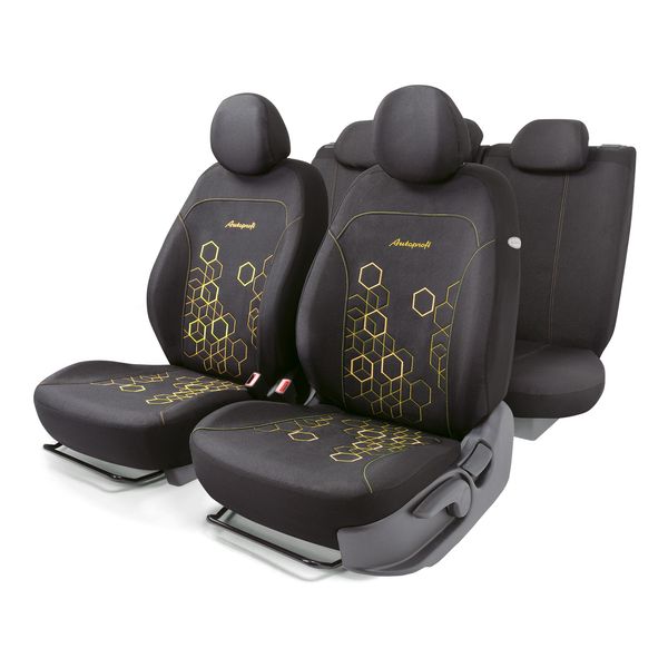 фото Чехлы для автомобильных сидений hologram hol-1102 black/yellow autoprofi