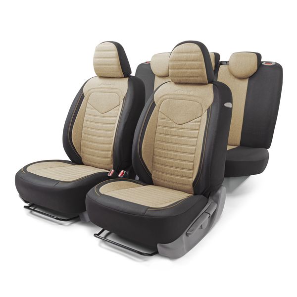 фото Чехлы для автомобильных сидений linen lin-1505 black/beige autoprofi