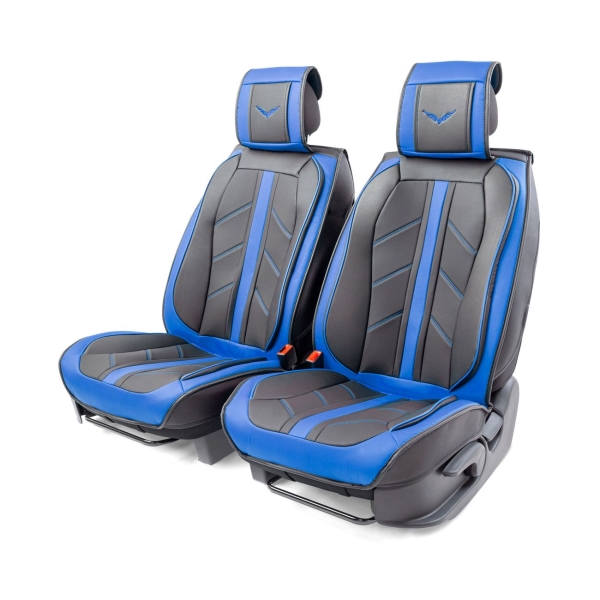 фото Накидки на сиденье 3d передние, экокожа, 2 шт black/blue (cus-3012 bk/bl) carperformance