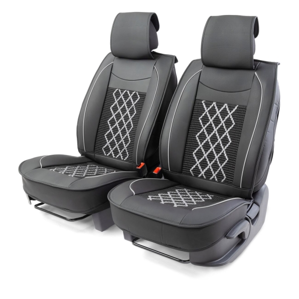 фото Накидки на сиденье передние, экокожа, 2 шт black/gray (cus-2092 bk/gy) carperformance
