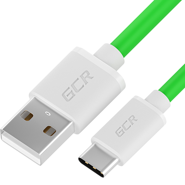 фото Кабель usb/type-c 0,5 м 5a qc 3.0, зеленый/белый (gcr-52493)