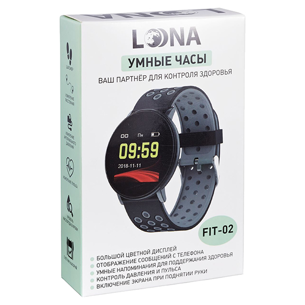 фото Смарт-часы fit-02 black/grey loona