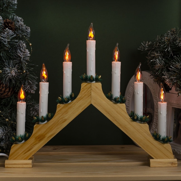 фото Фигура "горка рождественская", 7 свечей, 1,5 вт, е12, 220v, эффект огня (4357284) luazon-lighting