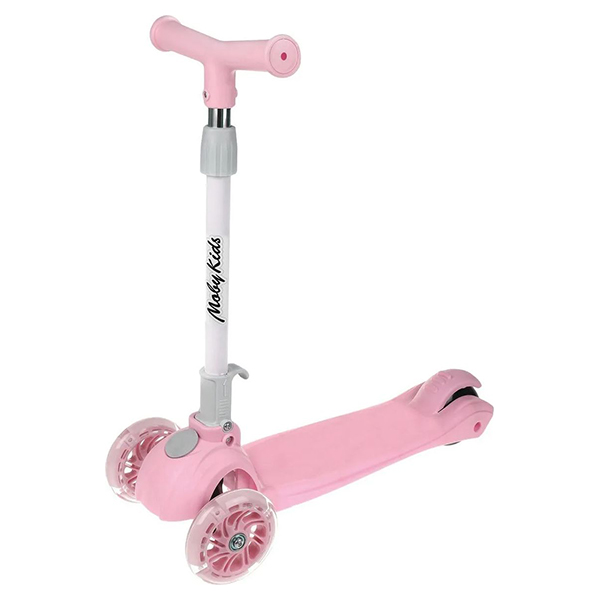 фото Самокат складной, 120 pu со светом, розовый (641392) moby-kids
