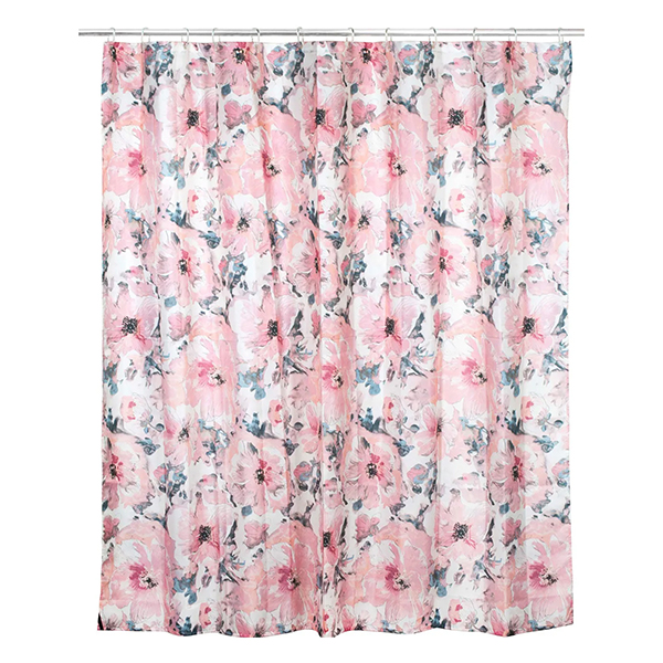 фото Штора для ванной "розовые цветы", полиэстер, 200х180 см (75020) master-house