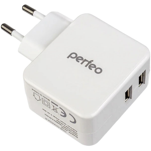 фото Сетевое зарядное устройство сube 2, usb, 3.4а white (pf_a4132) perfeo