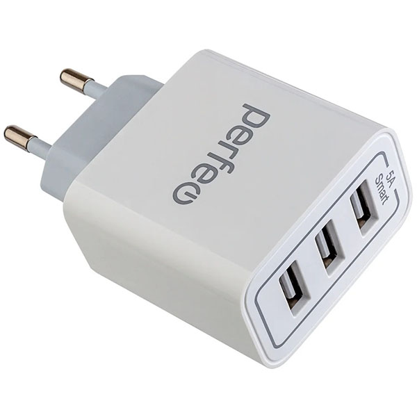 фото Сетевое зарядное устройство 3xusb, 5а white (i4647) perfeo