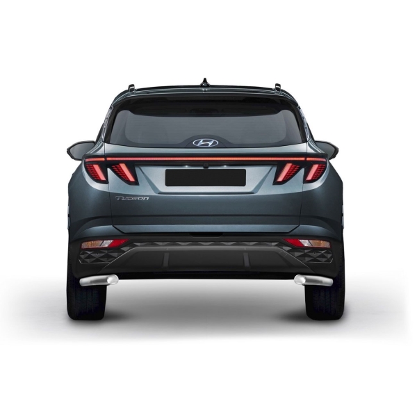 фото Защита заднего бампера d57 для hyundai tucson 2021+ silver (r.2314.002) rival