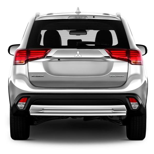 фото Защита заднего бампера d57+d42 для mitsubishi outlander 2018- silver (r.4015.001) rival