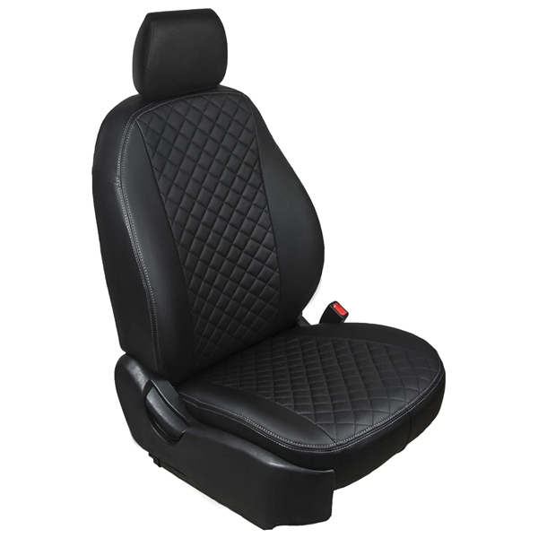 фото Чехлы для автомобильных сидений для nissan almera g15 седан 2012-2018, ромб, эко-кожа, черные (sc.4105.2) rival