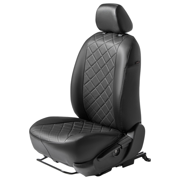 фото Чехлы для автомобильных сидений для skoda karoq active 2020-2021, строчка, эко-кожа, черные (sc.5112.1) rival