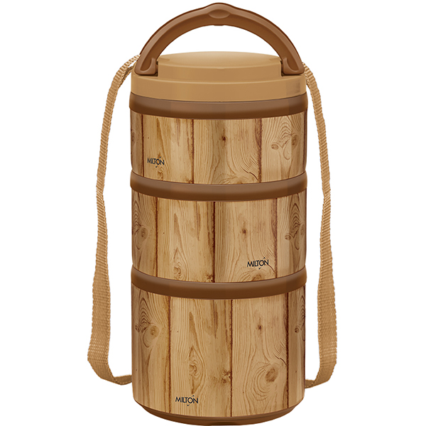 фото Термо ланч-бокс feast tiffin 3, 820 мл brown (mm45335-br) milton