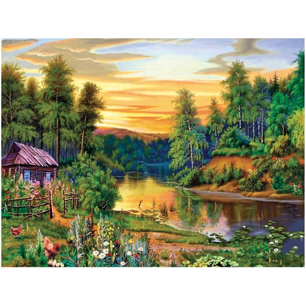 фото Алмазная мозаика "домик в лесу", 40х50 см (662417) остров-сокровищ