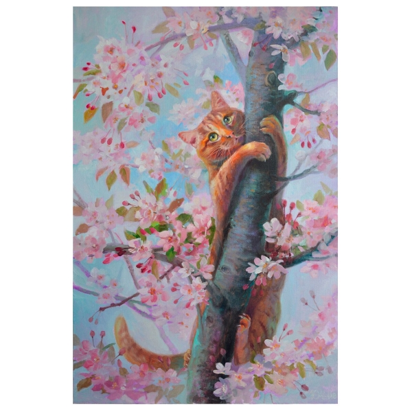 фото Алмазная мозаика "кот на дереве", 40х50 см (662577) остров-сокровищ