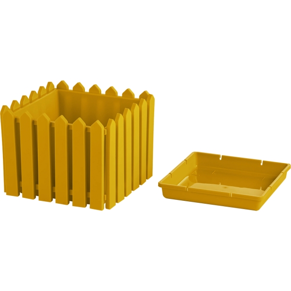 фото Кашпо для цветов "лардо", квадратное среднее, желтое (эп 205807) элластик-пласт